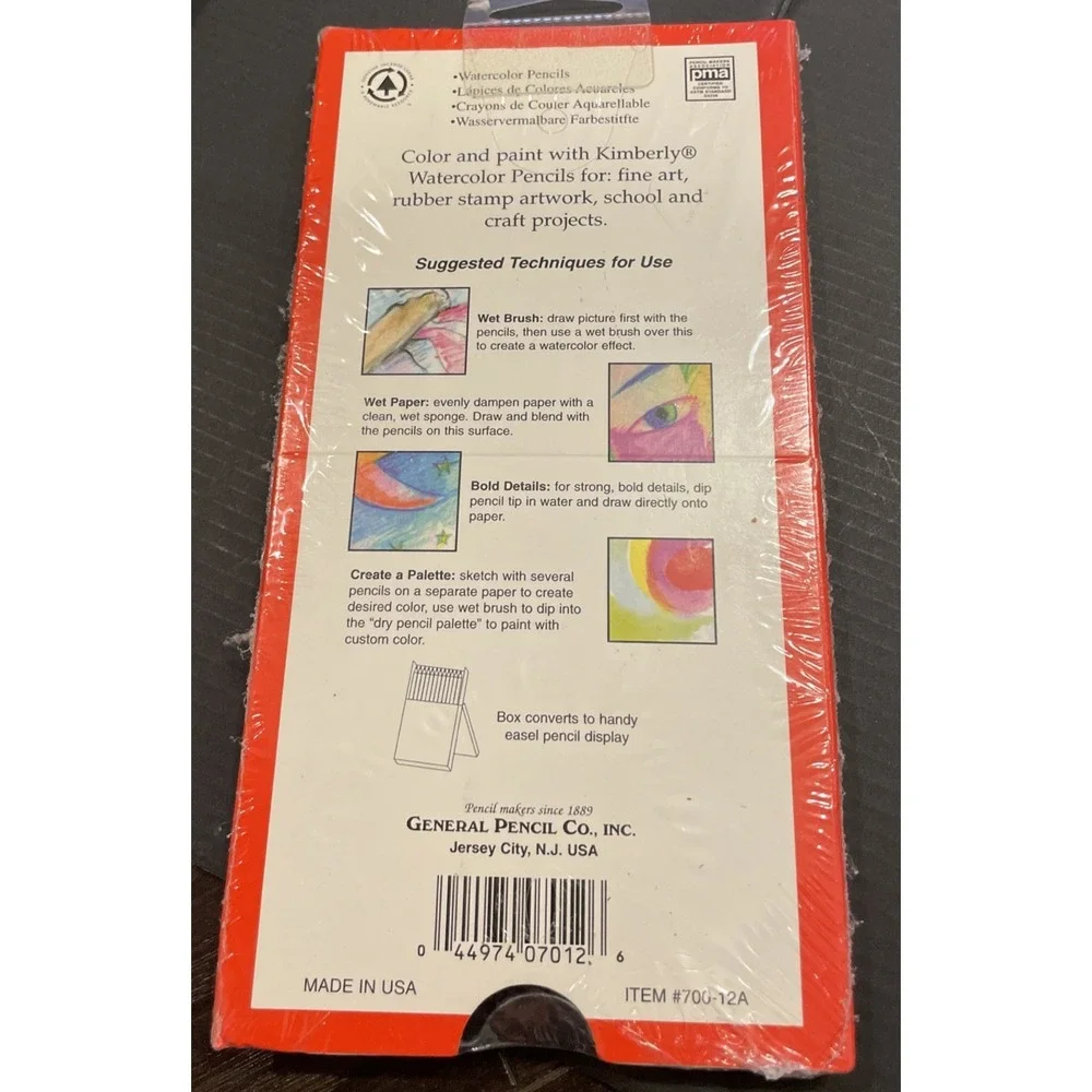Kimberly Watercolor Pencils 12 Strong Bendable Vibrant Colors Generals 700-12A